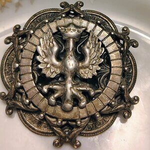 Antique WWI MILITARY IMPERIAL ROYAL RUSSIAN RARE CROWN EAGLE Brooch Pin